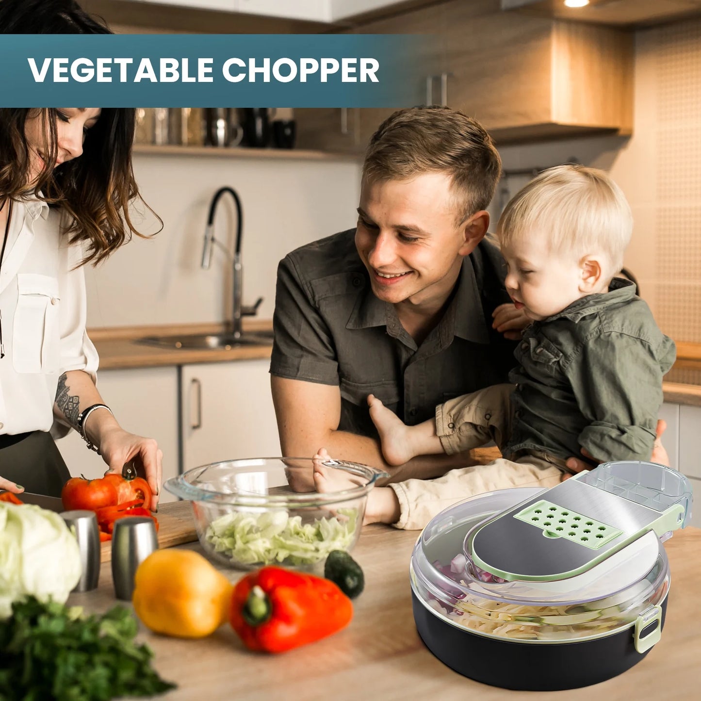 Vegetable Chopper, Multifunctional 12-In-1 Veggie Chopper with 7 Blades, Onion Chopper Food Chopper Vegetable Slicer Cutter Dicer