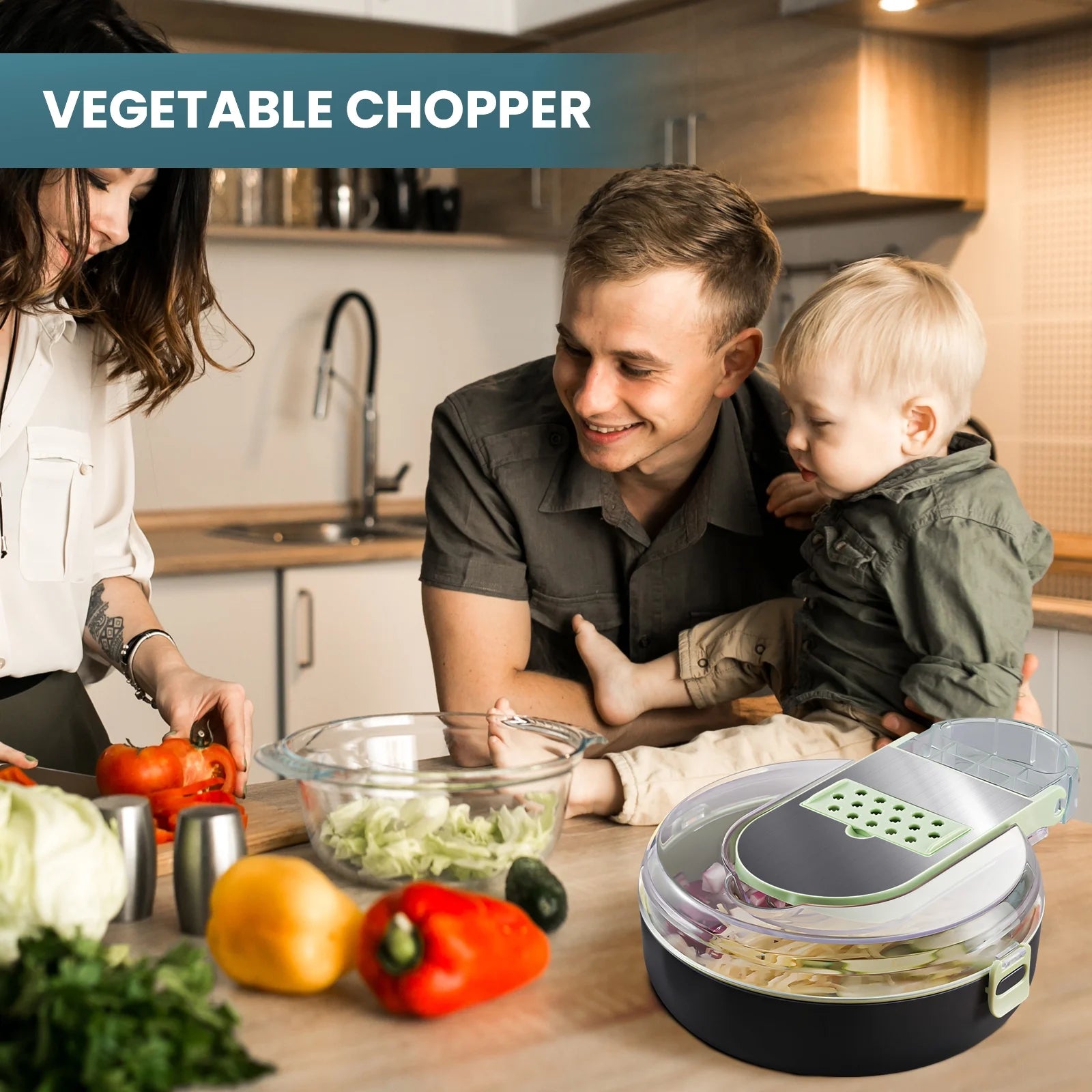 Vegetable Chopper,  Multifunctional 12-In-1 Veggie Chopper with 7 Blades, Onion Chopper Food Chopper Vegetable Slicer Cutter Dicer