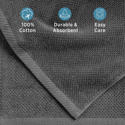 Franklin 100% Cotton Popcorn Textured Towel Set - 6 Piece 600 GSM, Soft & Plush, 2 Bath Towels, 2 Hand Towels, 2 Washcloths, Dark Gray