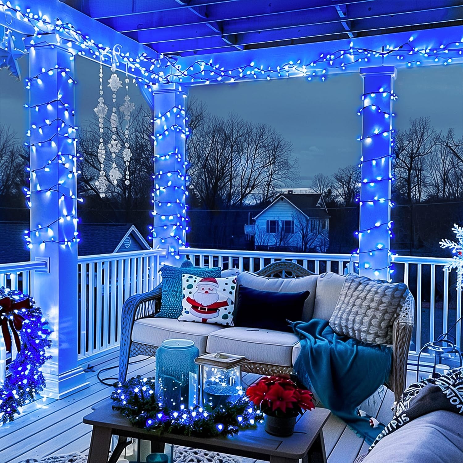 250 LED Blue Christmas Lights: 91.5Ft Extendable Blue String Lights Indoor Outdoor Waterproof with 8 Modes for Christmas Tree, Garden, Patio, Party, Holiday Decorations