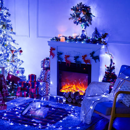 250 LED Blue Christmas Lights: 91.5Ft Extendable Blue String Lights Indoor Outdoor Waterproof with 8 Modes for Christmas Tree, Garden, Patio, Party, Holiday Decorations