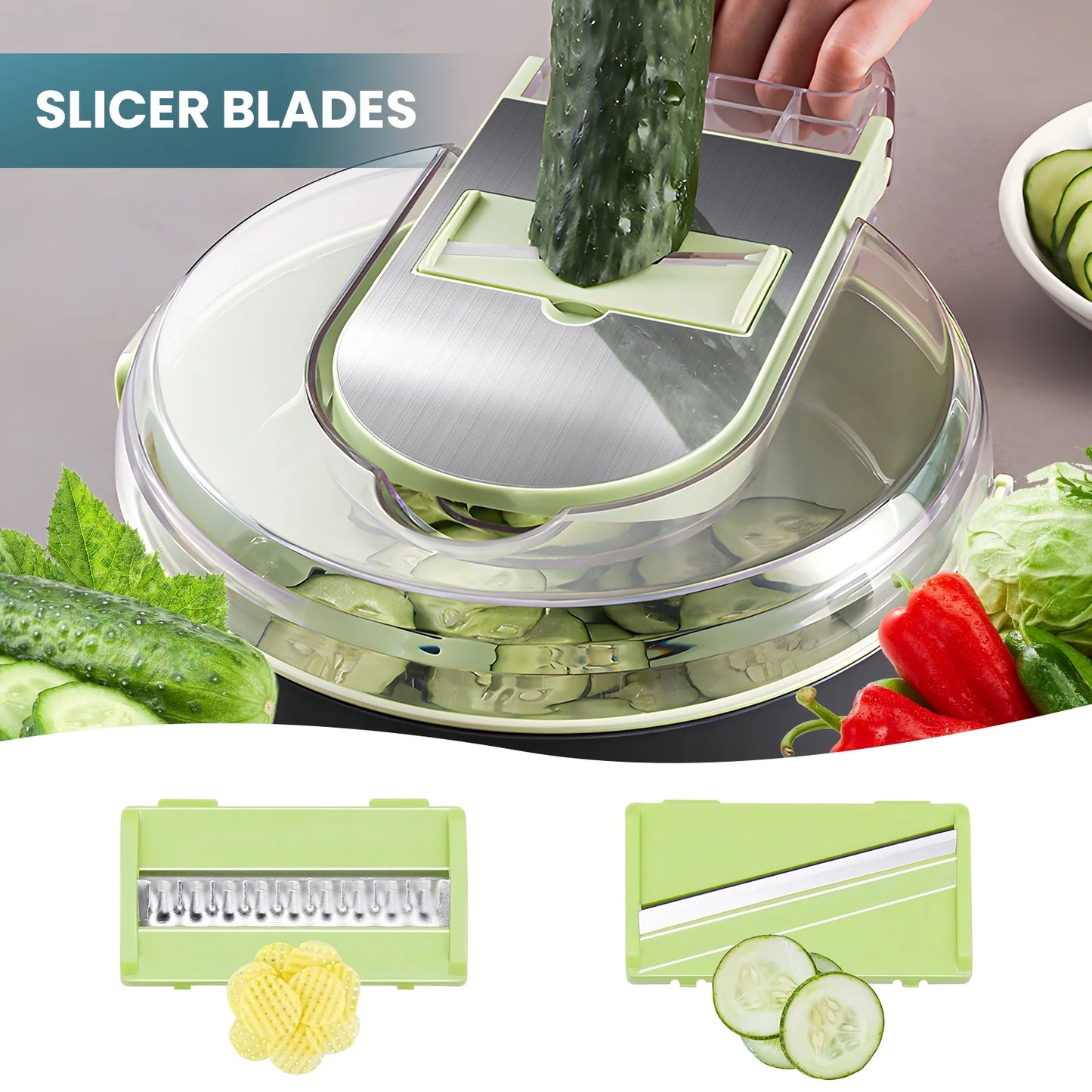 Vegetable Chopper,  Multifunctional 12-In-1 Veggie Chopper with 7 Blades, Onion Chopper Food Chopper Vegetable Slicer Cutter Dicer