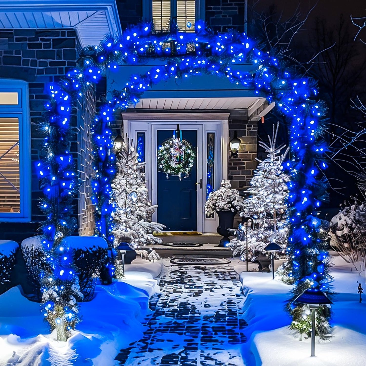 250 LED Blue Christmas Lights: 91.5Ft Extendable Blue String Lights Indoor Outdoor Waterproof with 8 Modes for Christmas Tree, Garden, Patio, Party, Holiday Decorations