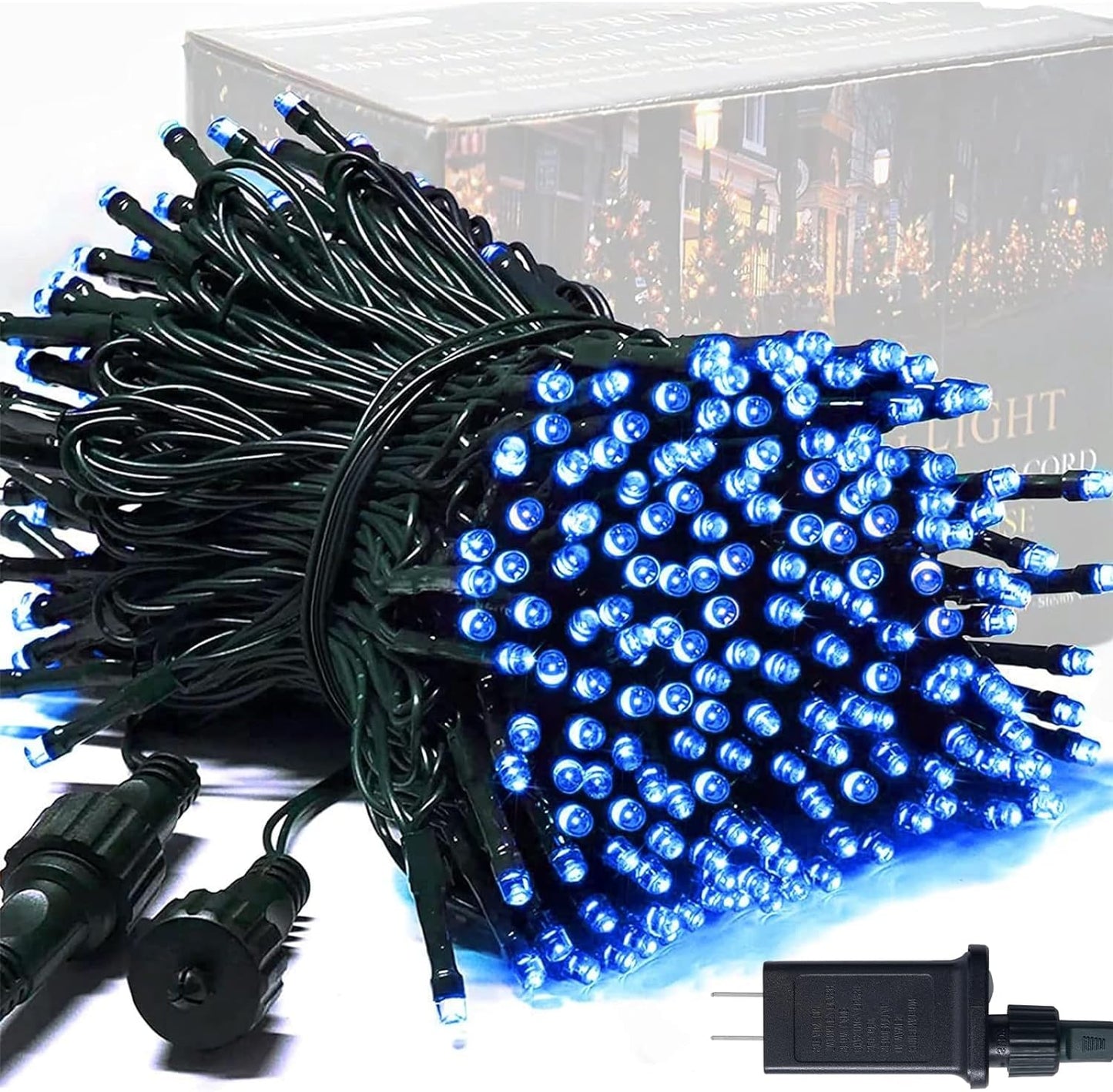 250 LED Blue Christmas Lights: 91.5Ft Extendable Blue String Lights Indoor Outdoor Waterproof with 8 Modes for Christmas Tree, Garden, Patio, Party, Holiday Decorations
