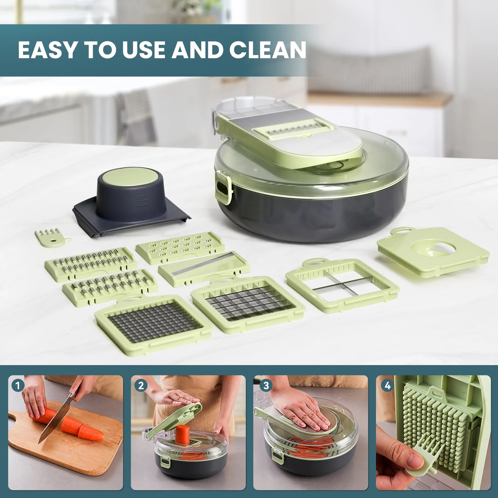 Vegetable Chopper,  Multifunctional 12-In-1 Veggie Chopper with 7 Blades, Onion Chopper Food Chopper Vegetable Slicer Cutter Dicer