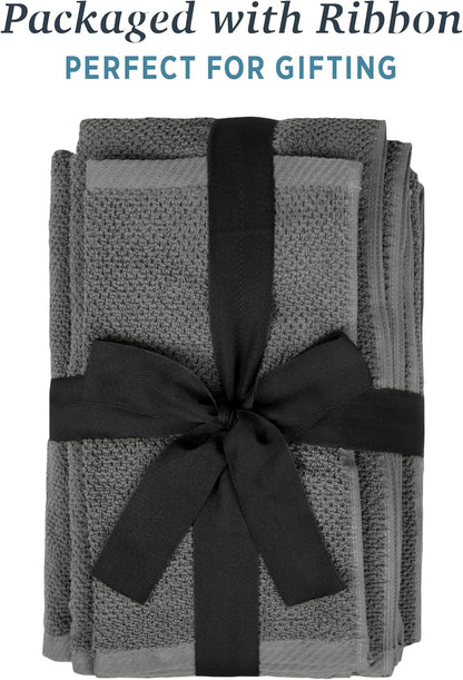 Franklin 100% Cotton Popcorn Textured Towel Set - 6 Piece 600 GSM, Soft & Plush, 2 Bath Towels, 2 Hand Towels, 2 Washcloths, Dark Gray
