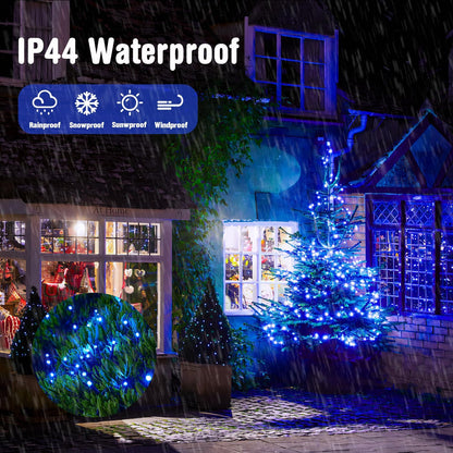 250 LED Blue Christmas Lights: 91.5Ft Extendable Blue String Lights Indoor Outdoor Waterproof with 8 Modes for Christmas Tree, Garden, Patio, Party, Holiday Decorations